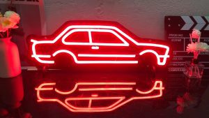 BMW E30 Sport LED neon Sign (profile view)