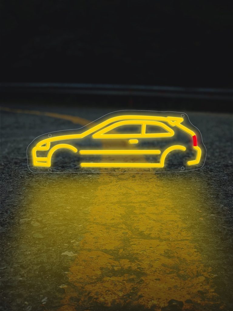 Honda Civic LED neon Sign (profile view) - My LED neon Design
