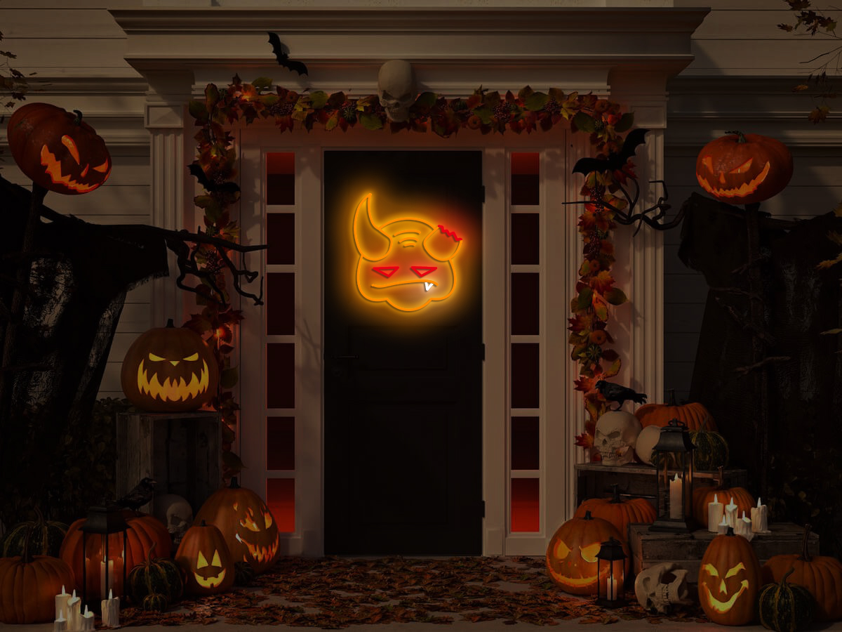 Halloween Horn monster head LED neon Sign