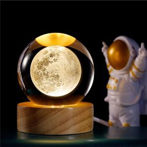 Moon LED Sphere Night Light with Wooden stand