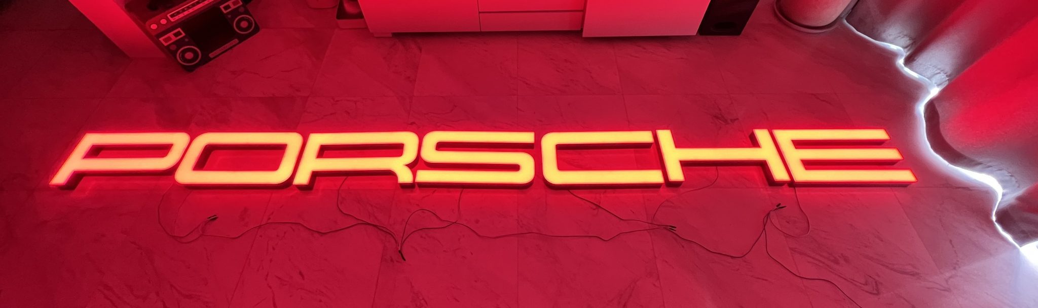 Porsche replica logo 7 letters LED Neon sign - My LED neon Design